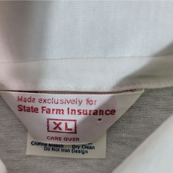 Vtg 80's State Farm Mens Golf Polo Shirt Size  XL White Logo Embroidered On Arm - Picture 3 of 11